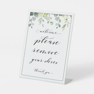 Welcome Please Remove Your Shoes Greenery Sign