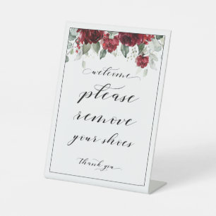 Welcome Please Remove Your Shoes Red Peony Sign