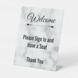 Welcome Please Sign In and Have a Seat Faux Marble