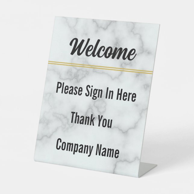 Welcome Please Sign In Here Elegant Faux Marble (Front)