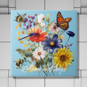 Welcome Pollinators Wildflowers Kitchen Tile