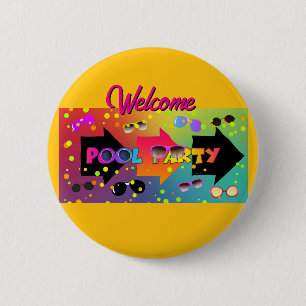 Welcome Pool Party Yellow 2 Inch Round Button