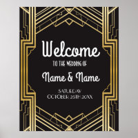 Welcome Poster Gatsby Art Deco Gold Wedding Poster