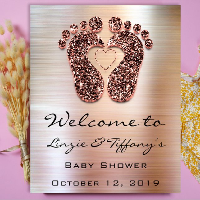 Welcome Poster Rose Feet Baby Shower Glitter (Welcome Poster Rose Feet Baby Shower Glitter)