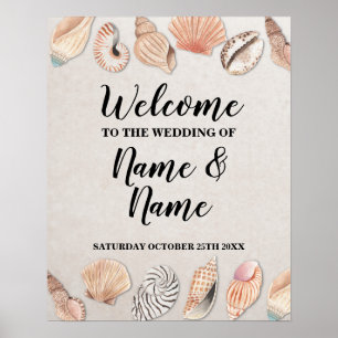 Welcome Poster Shells Ocean Beach Wedding
