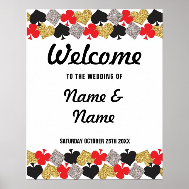 Welcome Poster Vegas Casino Gold Wedding Poster (Front)
