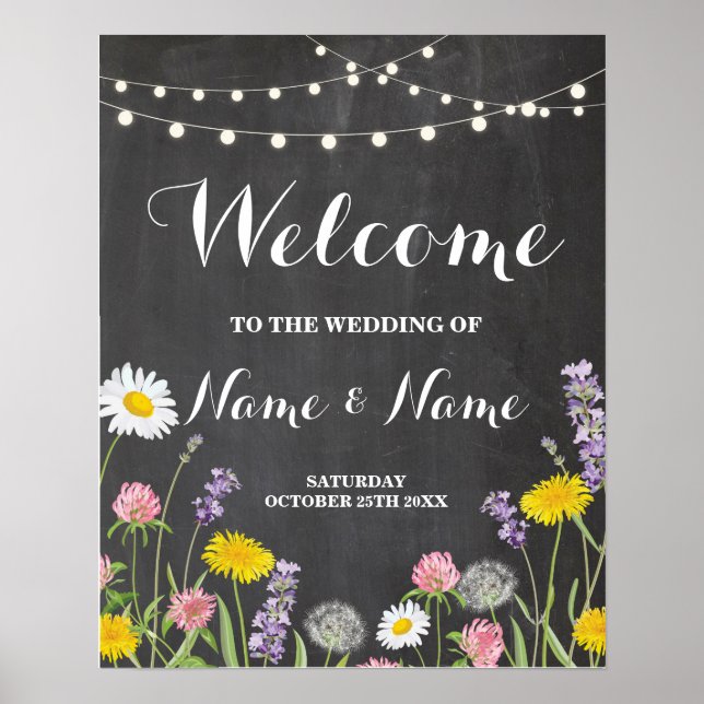 Welcome Poster Wild Flowers Wedding Floral Poster (Front)
