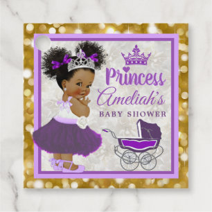 Welcome Princess Purple & Gold Glitter Elegant  Favour Tags