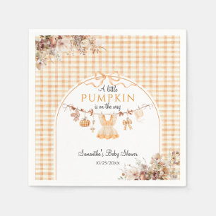 Welcome Pumpkin Girl Modern Fall Baby Shower Napkin