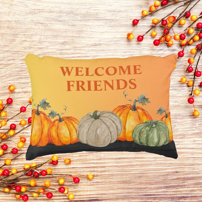 Welcome Pumpkins Fall Colours Accent Pillow (Creator Uploaded)