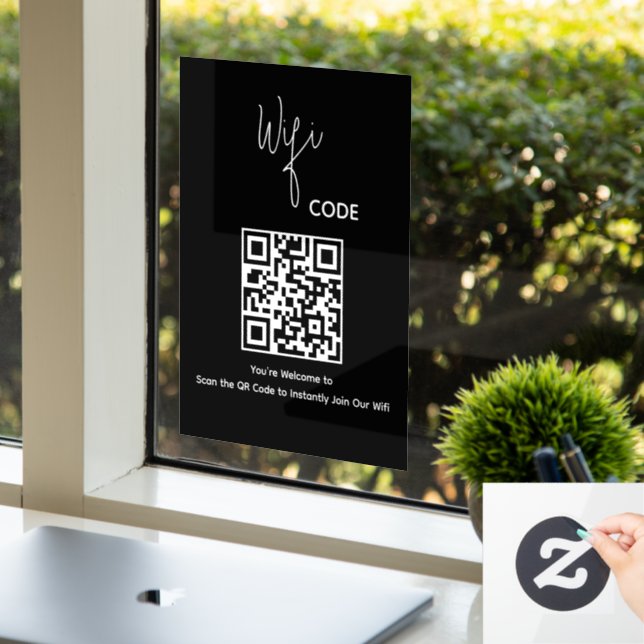 Welcome QR Code Scan to Connect Wifi Window Cling (Office)