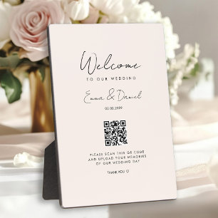 Welcome QR Code Wedding Beige Galery Plaque