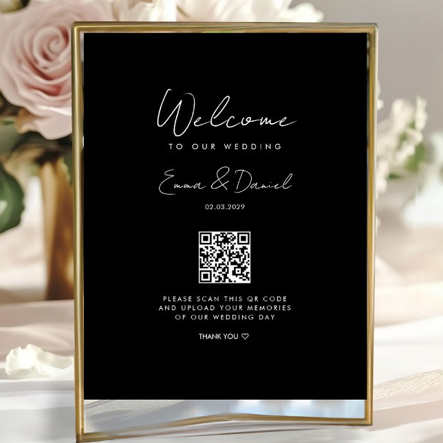 Welcome QR Code Wedding Galery Black Poster (Creator Uploaded)