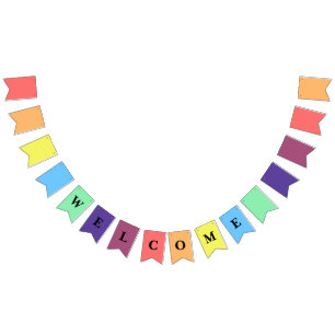 WELCOME Rainbow Gradient Theme Party Bunting Flags