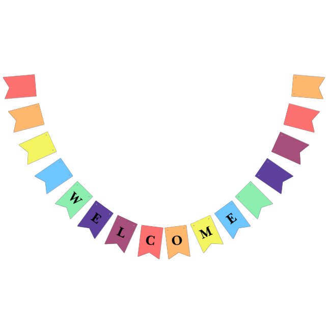 WELCOME Rainbow Gradient Theme Party Bunting   Flags (All)
