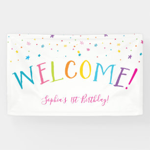WELCOME RAINBOW TYPE pretty party bright colours Banner