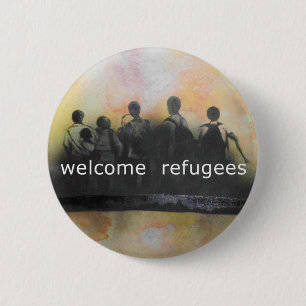 Welcome refugees badge 2 inch round button