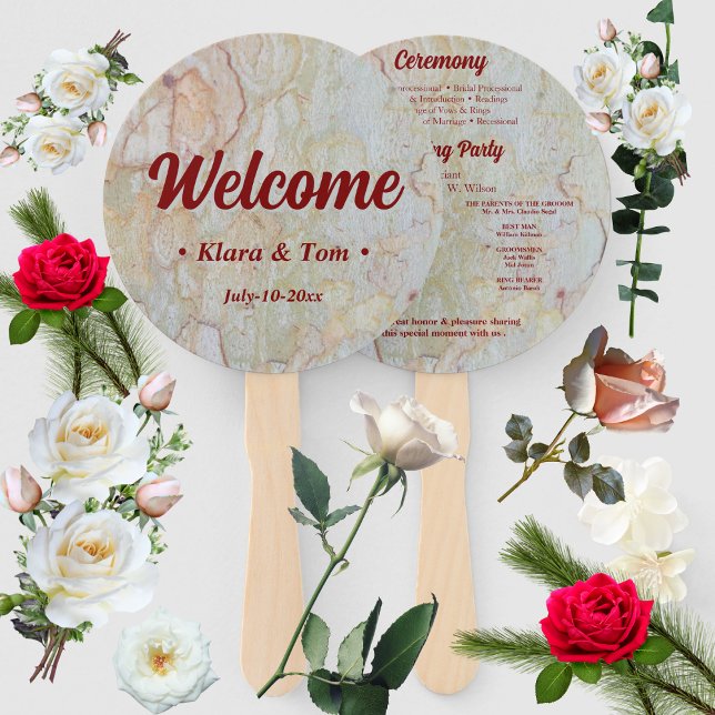 welcome  rustic natural design  wedding program hand fan (Creator Uploaded)