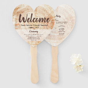 Welcome Rustic Wood Wedding Party and Program  Hand Fan