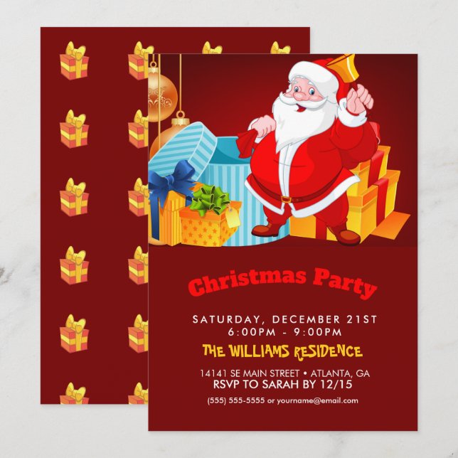 Welcome Santa Claus Cartoon          Invitation (Front/Back)