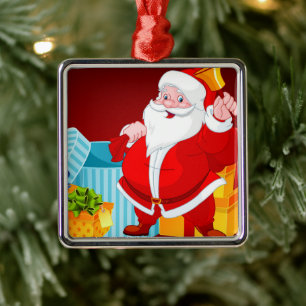 Welcome Santa Claus Cartoon Metal Ornament