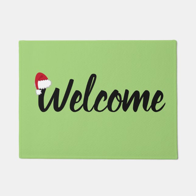 Welcome Santa Hat Door Mat (Front)