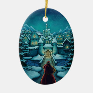welcome santa holiday ceramic ornament