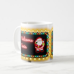 Welcome Santa Neon Christmas Lights Billboard Coffee Mug