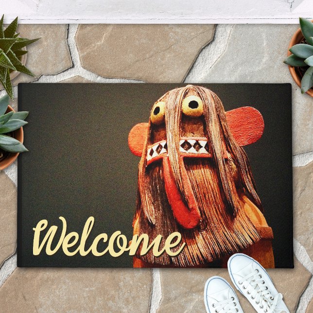 Welcome Script Kachina Doll Face Photo Cute Bold Doormat (Creator Uploaded)