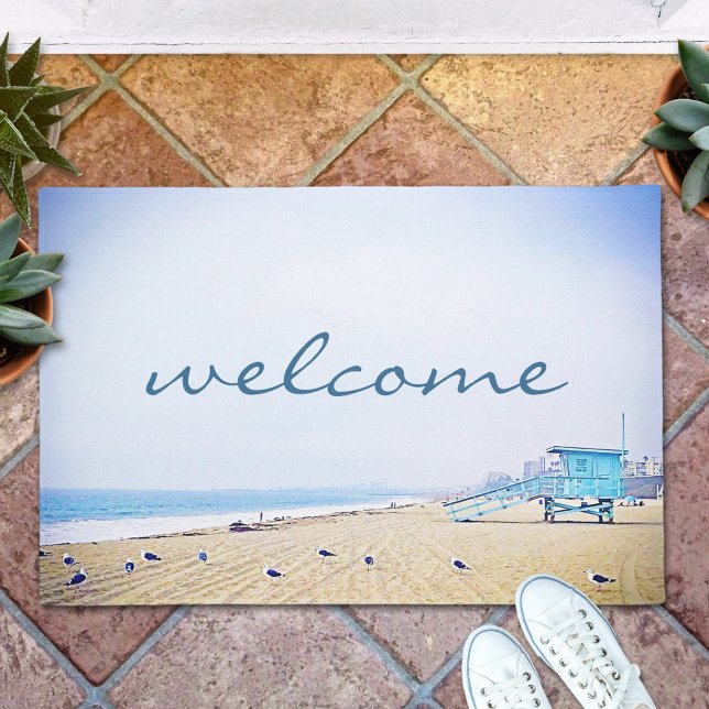 Welcome Script Ocean Beach Sand Seagull Doormat (Creator Uploaded)