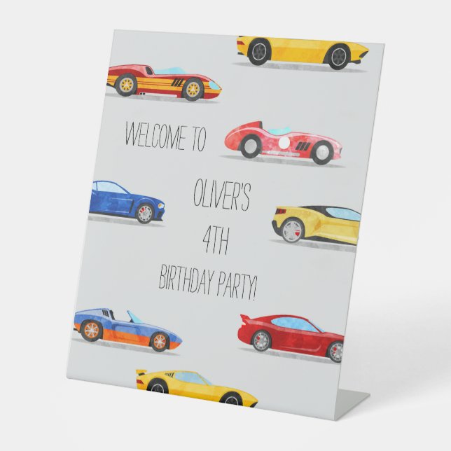 Welcome Sign Birthday Party Boy Cars (Front)