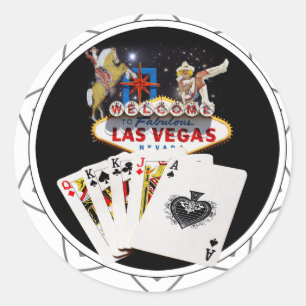 Welcome Sign Black Poker Chip Classic Round Sticker