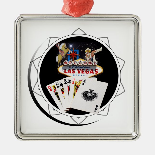Welcome Sign Black Poker Chip Metal Ornament (Front)