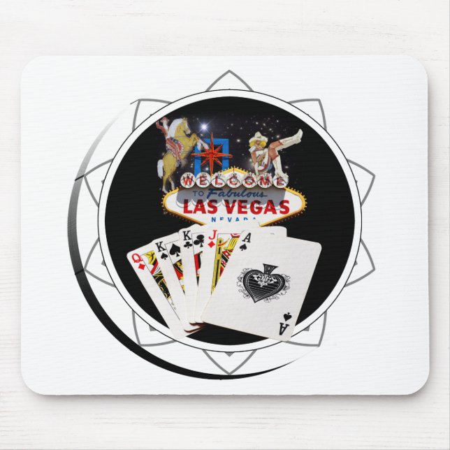 Welcome Sign Black Poker Chip Mouse Pad (Front)