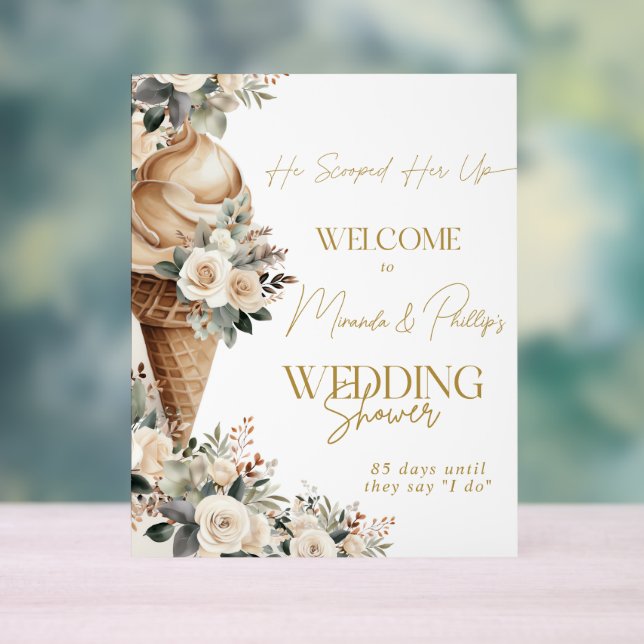 Welcome Sign Ice Cream Scooped Up Floral Boho (Neutral)