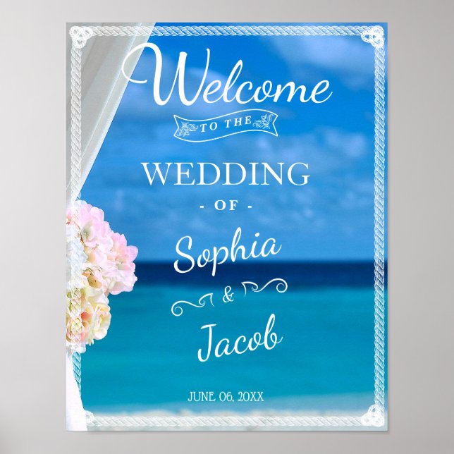 Welcome Sign | Ocean Beach Summer Wedding (Front)