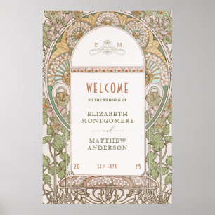 Welcome Sign Wedding Vintage Art Nouveau by Mucha