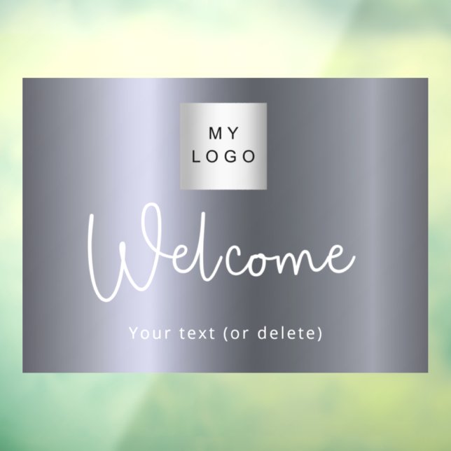 Welcome silver metallic business logo window cling (Sheet 3)