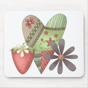 Welcome Spring · Heart, Strawberry & Flower Mouse Pad