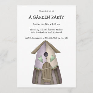 Welcome Spring · Purple Birdhouse Invitation