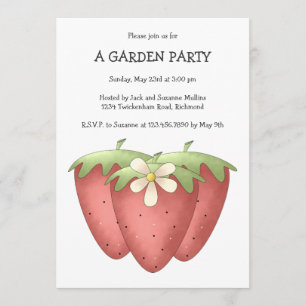 Welcome Spring · Strawberries & Flower Invitation