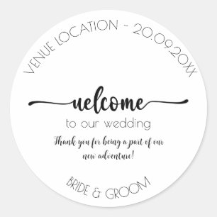 Welcome Sticker, Wedding, Engagement, Party Classi Classic Round Sticker