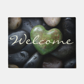 Welcome Stone Heart Doormat