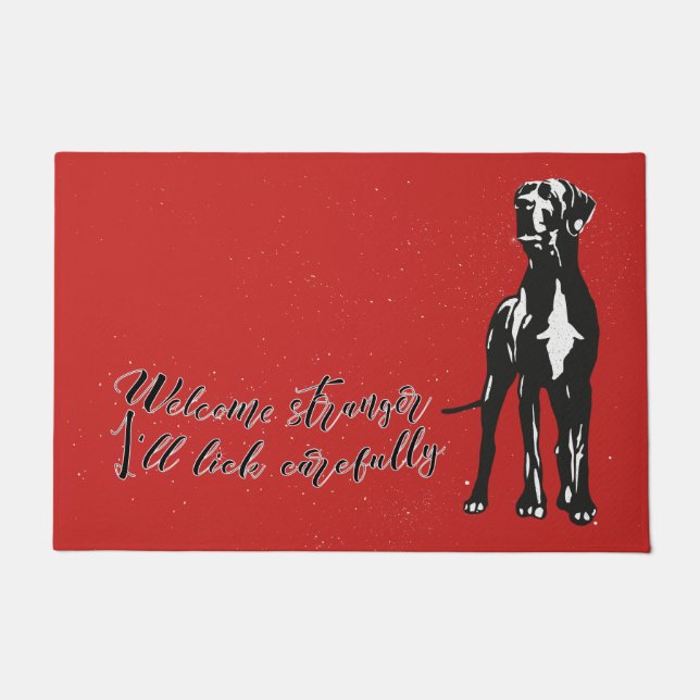Welcome stranger I'll lick carefully Doormat (Front)