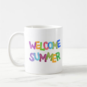 welcome summer colourful vacation typography coffee mug