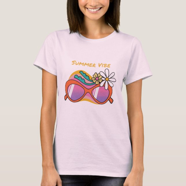 Welcome Summer T-Shirt | Fun Sunglasses Typography (Front)