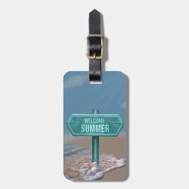 Welcome Summer Vector Drawing Luggage Tag (Front Vertical)