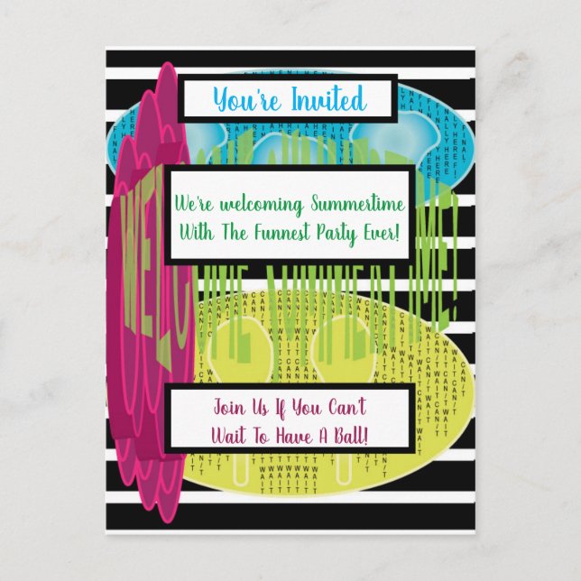 Welcome Summertime Invitation Postcard (Front)