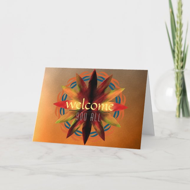 Welcome Sunset Mandala Damask Lotus Flower Clouds Thank You Card (Front)