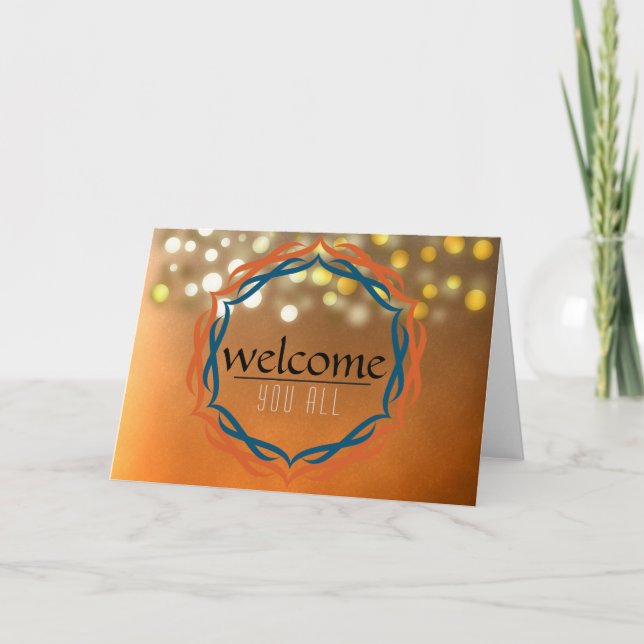 Welcome Sunset Mandala Damask Red Confetti Thank You Card (Front)